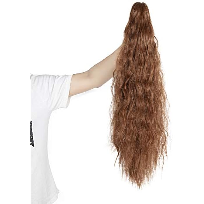 DILLARDS Vorcy Ponytail Extension, 21 Long Wavy Curly Hair Extensions, Light Auburn, Claw Clip, 2 Pieces, Synthetic Hairpiece, Reusable, For Women - Image 1